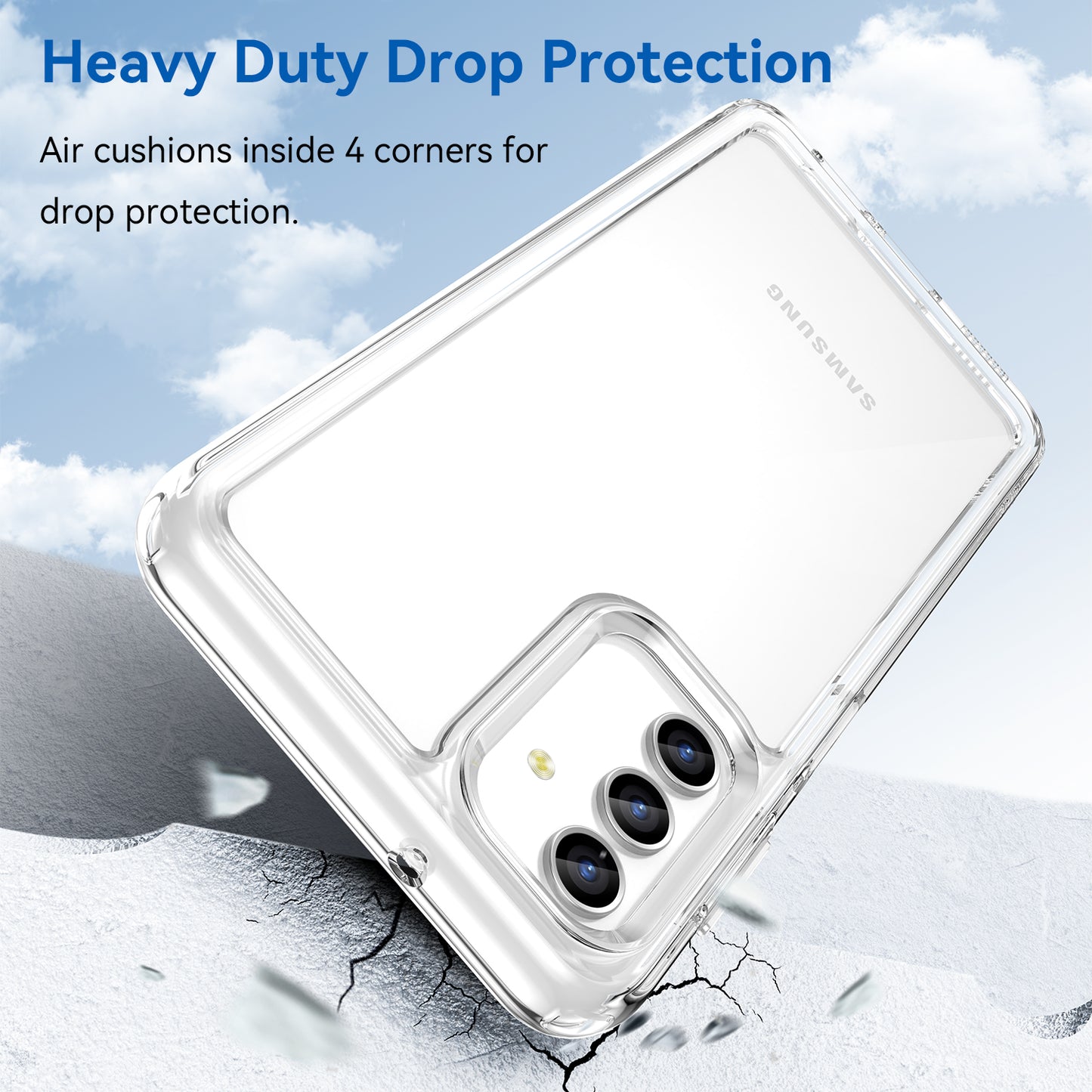 For Samsung Galaxy A13 5G Case Anti-drop Transparent TPU+Acrylic Phone Cover (Big Rear Lens Hole)