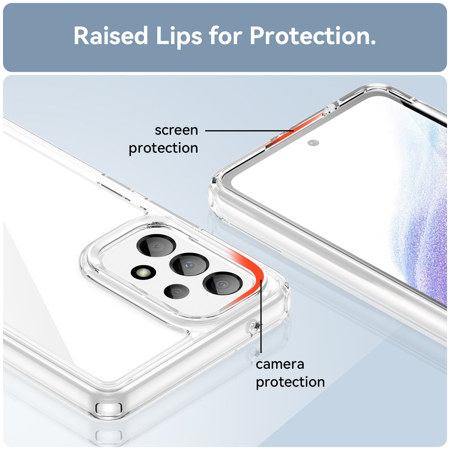 For Samsung Galaxy A53 5G Case TPU+Acrylic Transparent Phone Cover (Big Rear Lens Hole)