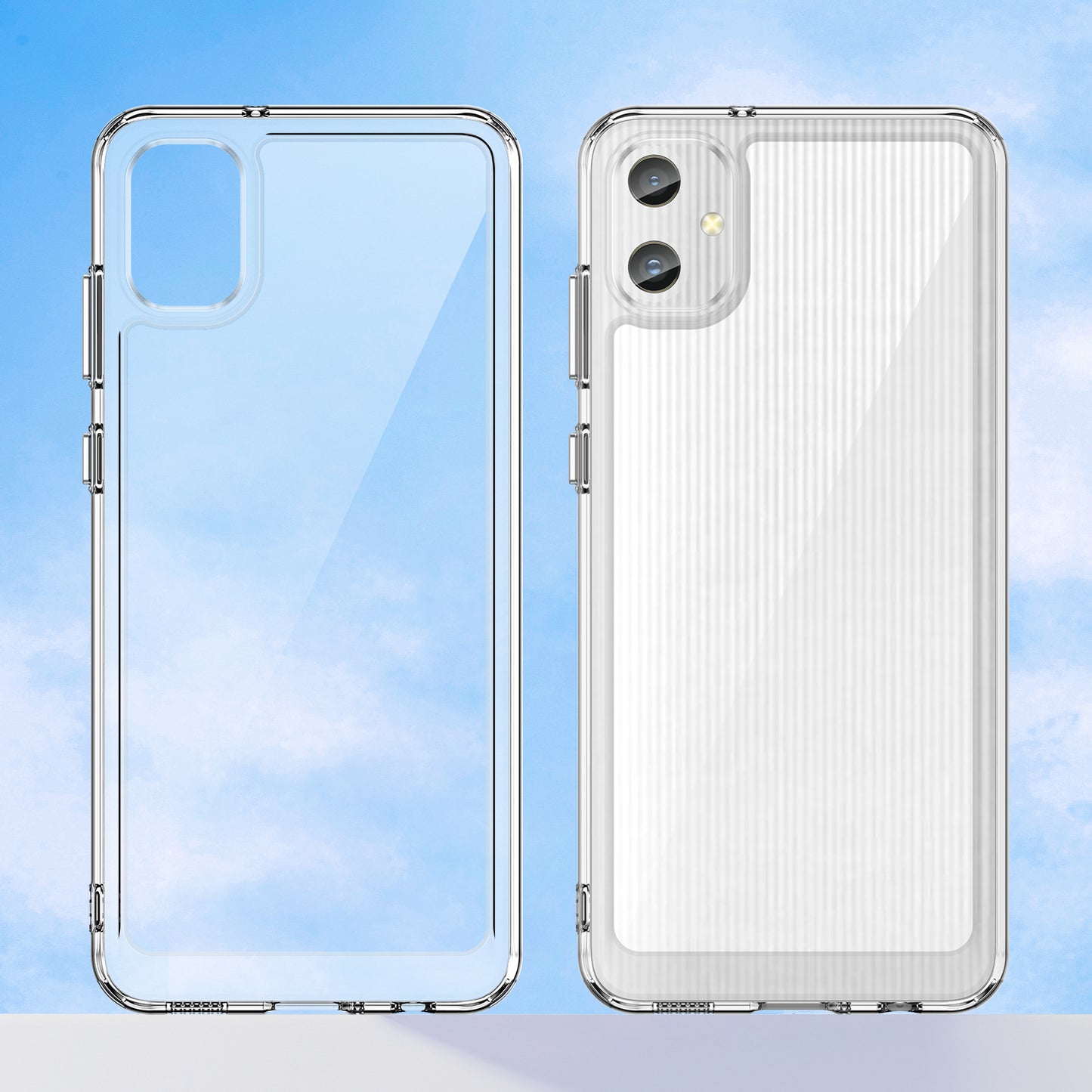 For Samsung Galaxy A05 4G Clear Phone Case Electroplating Buttons Phone Cover (Big Rear Lens Hole)