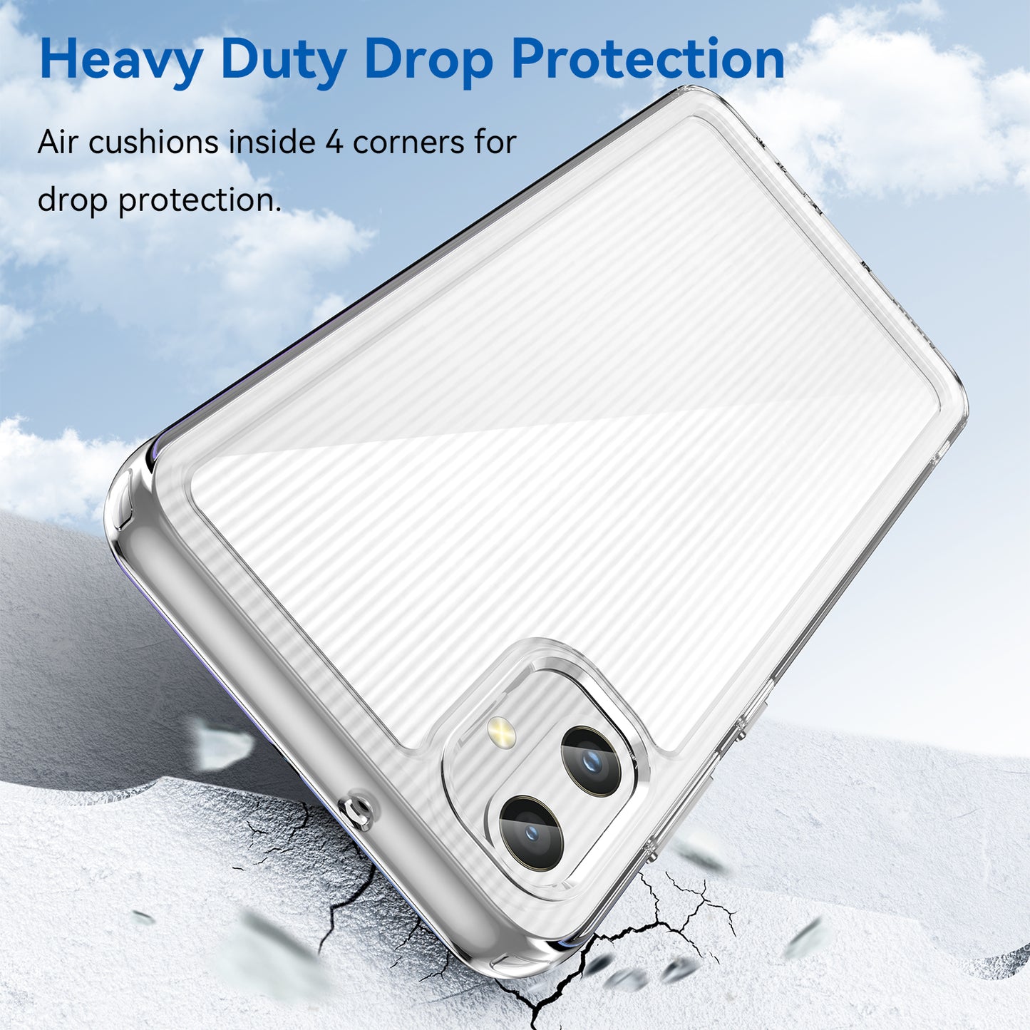 For Samsung Galaxy A05 4G Clear Phone Case Electroplating Buttons Phone Cover (Big Rear Lens Hole)