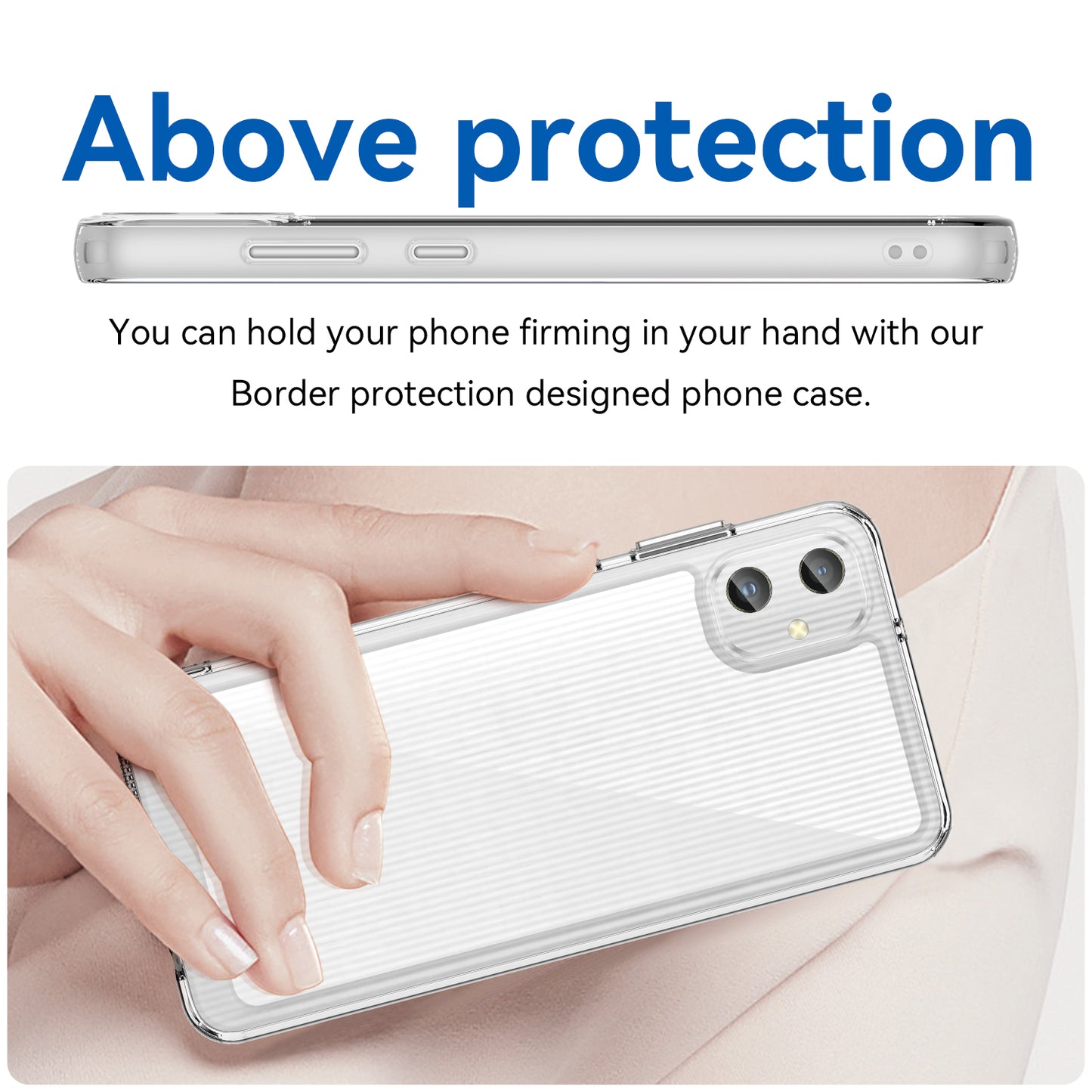 For Samsung Galaxy A05 4G Clear Phone Case Electroplating Buttons Phone Cover (Big Rear Lens Hole)