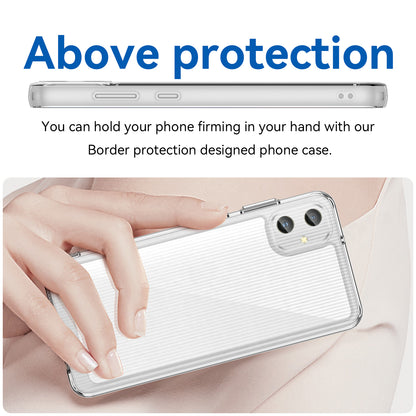For Samsung Galaxy A05 4G Clear Phone Case Electroplating Buttons Phone Cover (Big Rear Lens Hole)