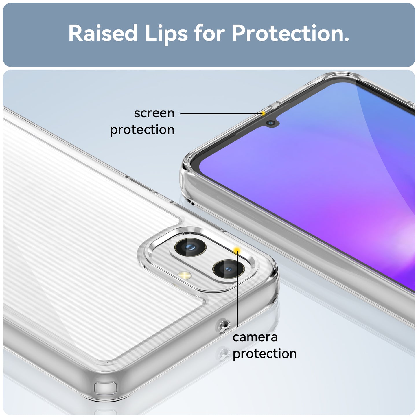 For Samsung Galaxy A05 4G Clear Phone Case Electroplating Buttons Phone Cover (Big Rear Lens Hole)