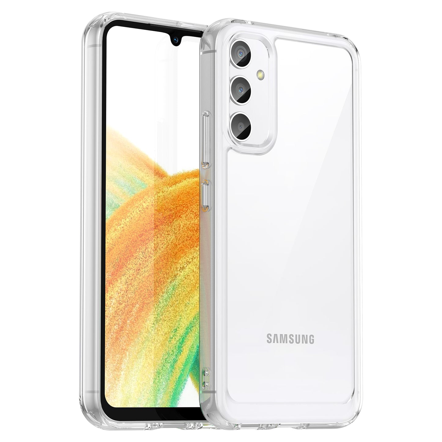 For Samsung Galaxy A34 5G Clear Case Drop-proof Four Corner Phone Cover (Big Rear Lens Hole)
