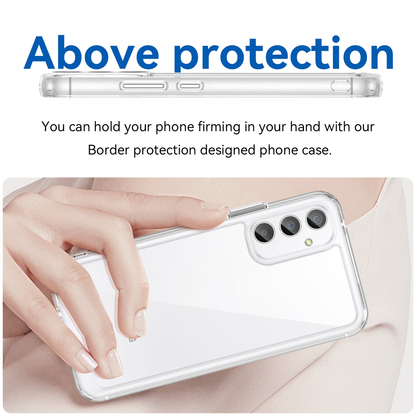 For Samsung Galaxy A34 5G Clear Case Drop-proof Four Corner Phone Cover (Big Rear Lens Hole)