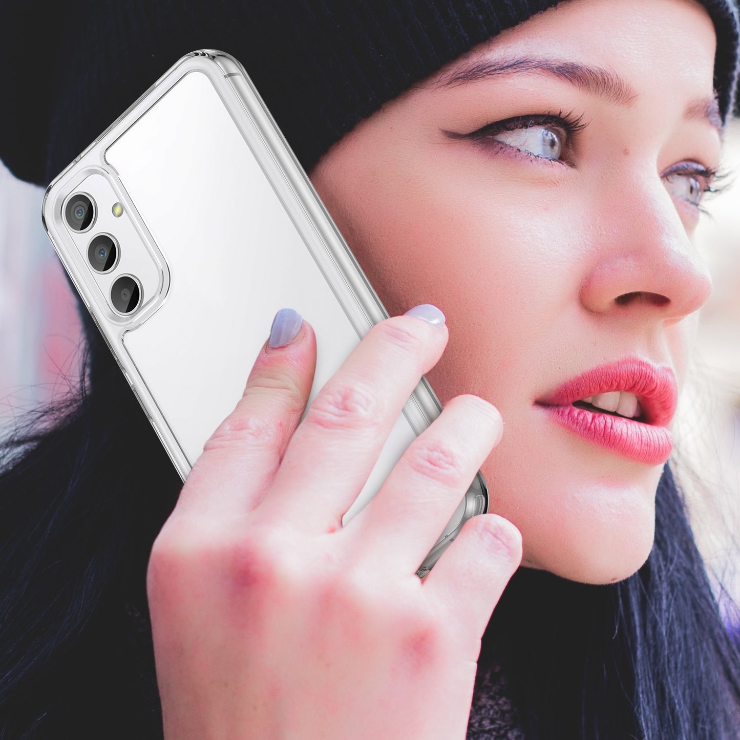 For Samsung Galaxy A34 5G Clear Case Drop-proof Four Corner Phone Cover (Big Rear Lens Hole)