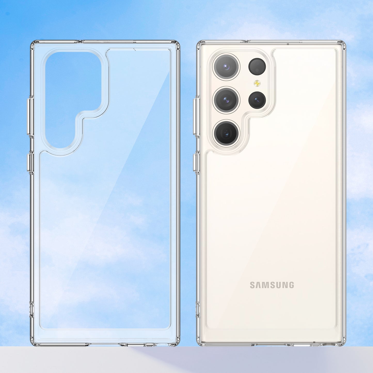 For Samsung Galaxy S23 Ultra Phone Case High Transparency TPU+Acrylic Cover (Big Rear Lens Hole)