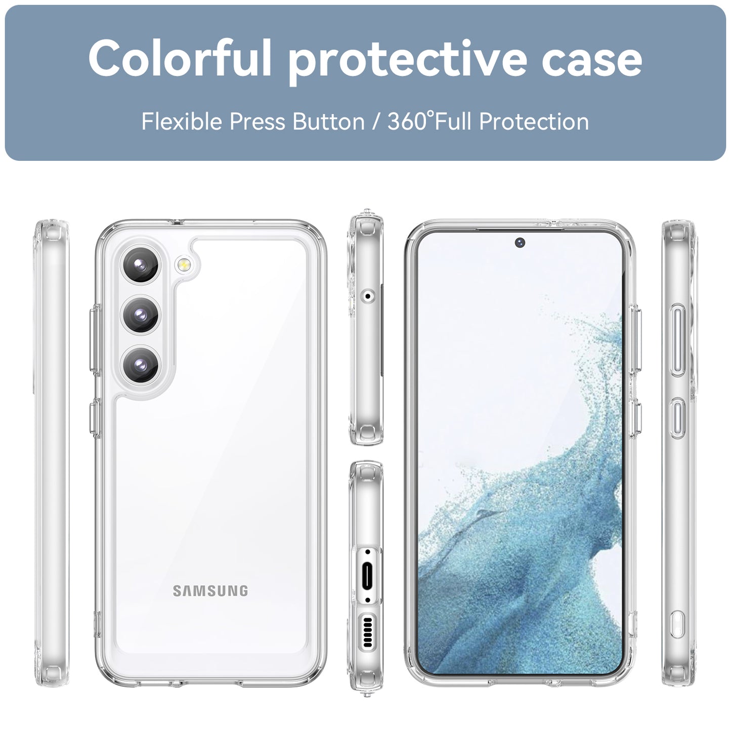 For Samsung Galaxy S23+ Case TPU+Acrylic Protective Phone Cover (Big Rear Lens Hole)