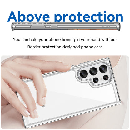 For Samsung Galaxy S22 Ultra 5G Clear Phone Case with Electroplating Buttons (Big Rear Lens Hole)