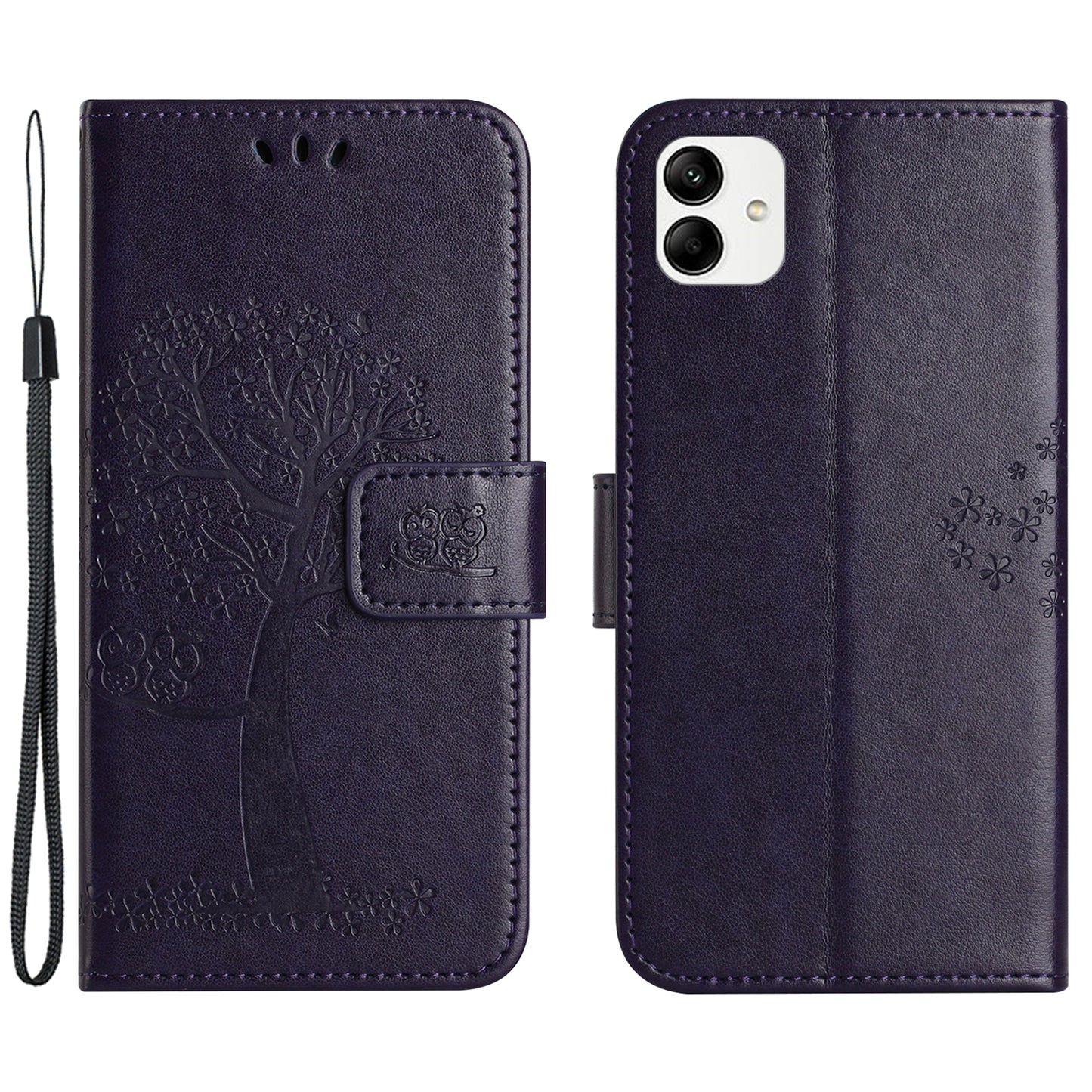 For Motorola Moto G54 5G Cover Owl Tree Imprinted PU Leather Wallet Phone Case