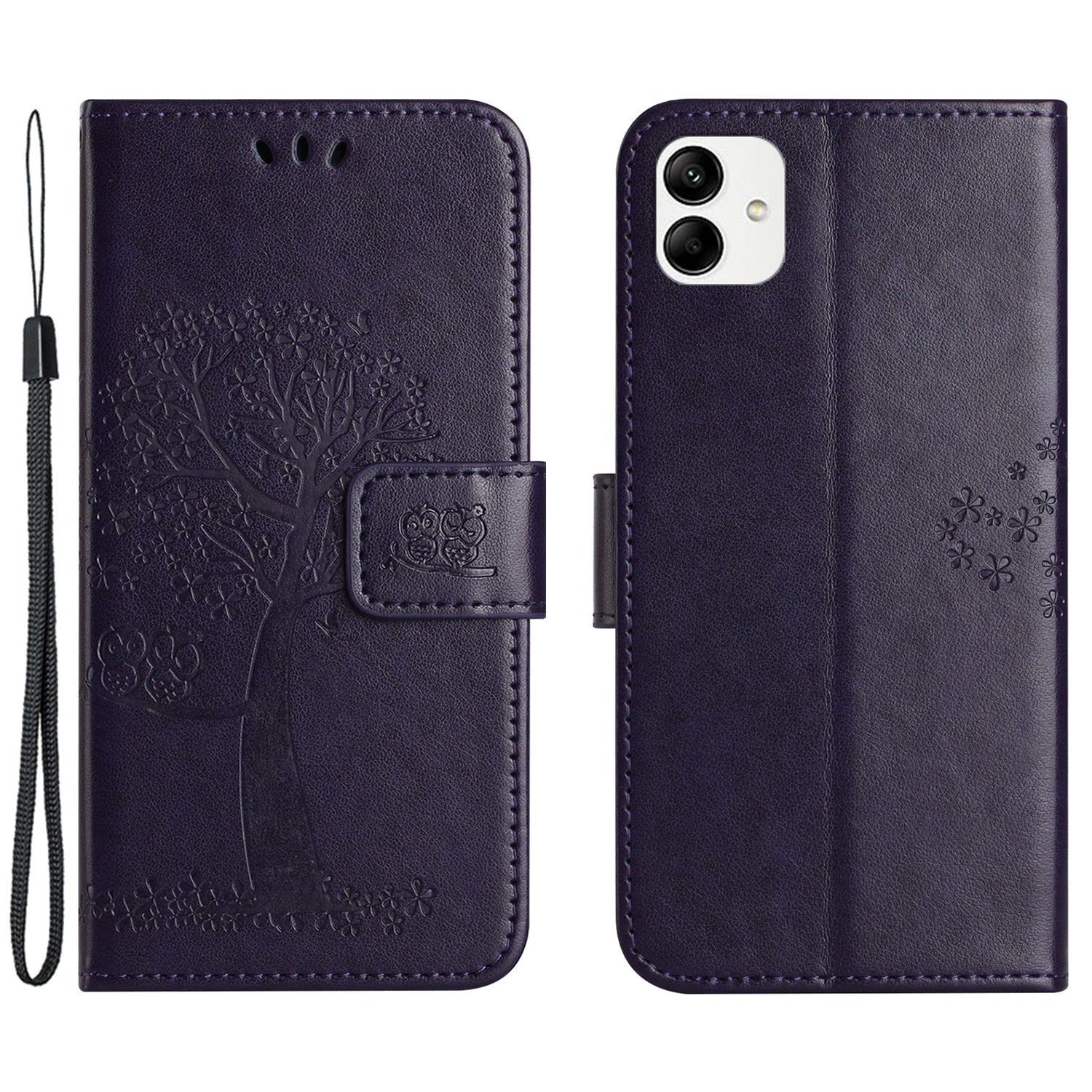 For Motorola Moto G54 5G Cover Owl Tree Imprinted PU Leather Wallet Phone Case