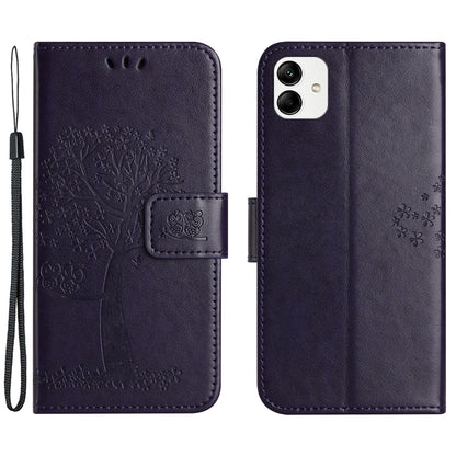 For Motorola Moto G54 5G Cover Owl Tree Imprinted PU Leather Wallet Phone Case