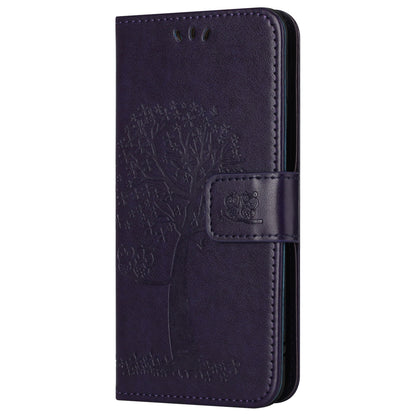 For Motorola Moto G54 5G Cover Owl Tree Imprinted PU Leather Wallet Phone Case