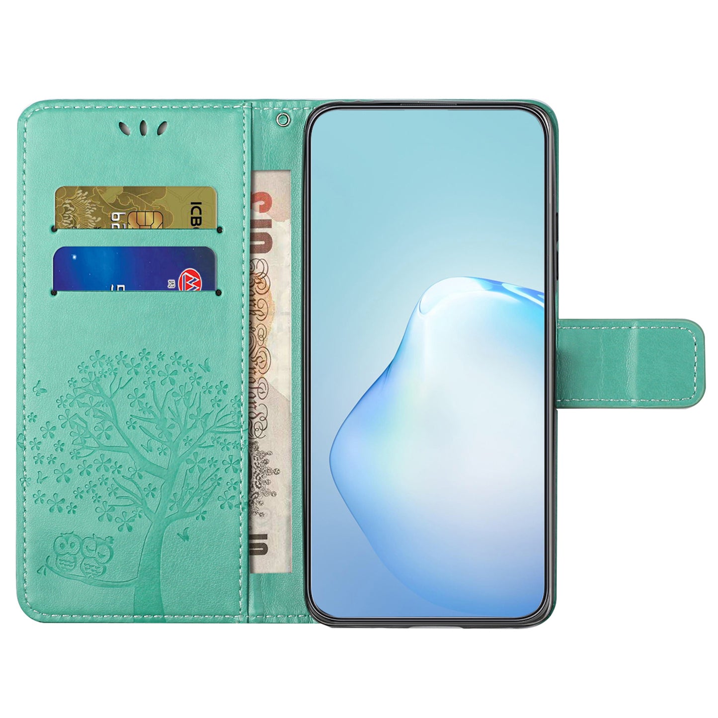 For Motorola Moto G54 5G Cover Owl Tree Imprinted PU Leather Wallet Phone Case