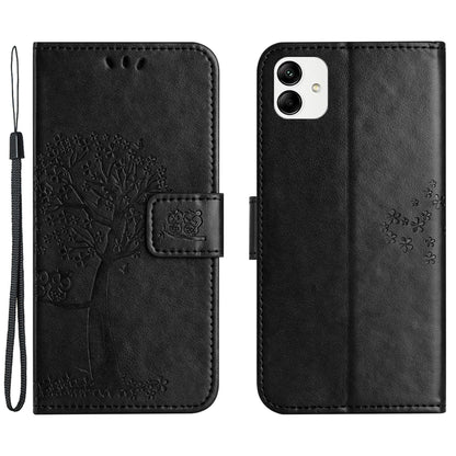 For Motorola Moto G54 5G Cover Owl Tree Imprinted PU Leather Wallet Phone Case