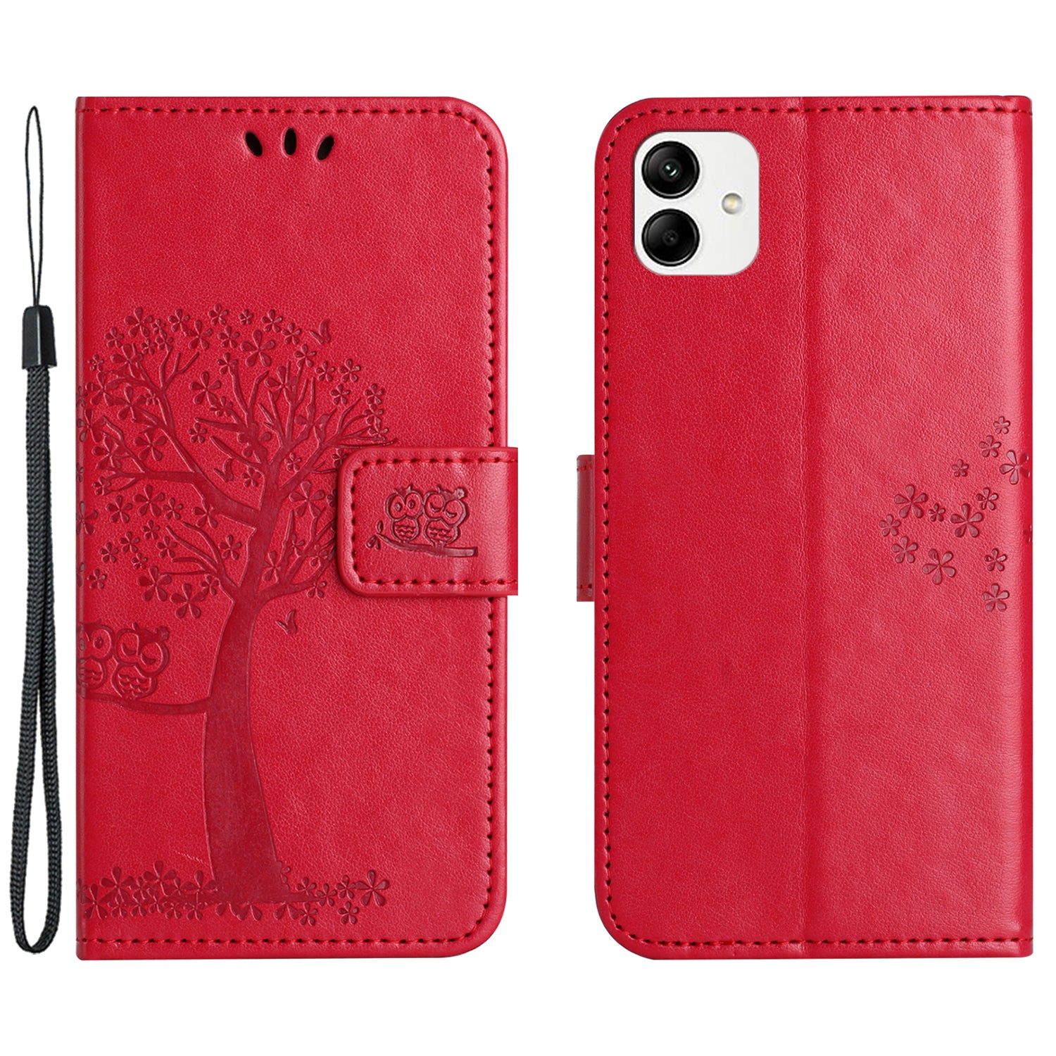 For Motorola Moto G54 5G Cover Owl Tree Imprinted PU Leather Wallet Phone Case