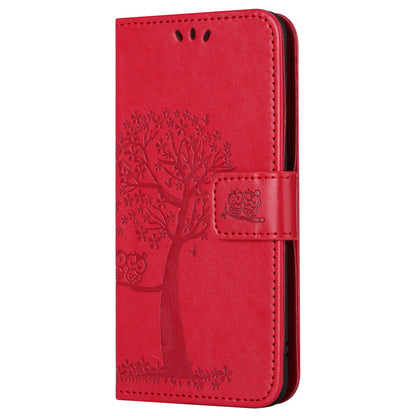 For Motorola Moto G54 5G Cover Owl Tree Imprinted PU Leather Wallet Phone Case