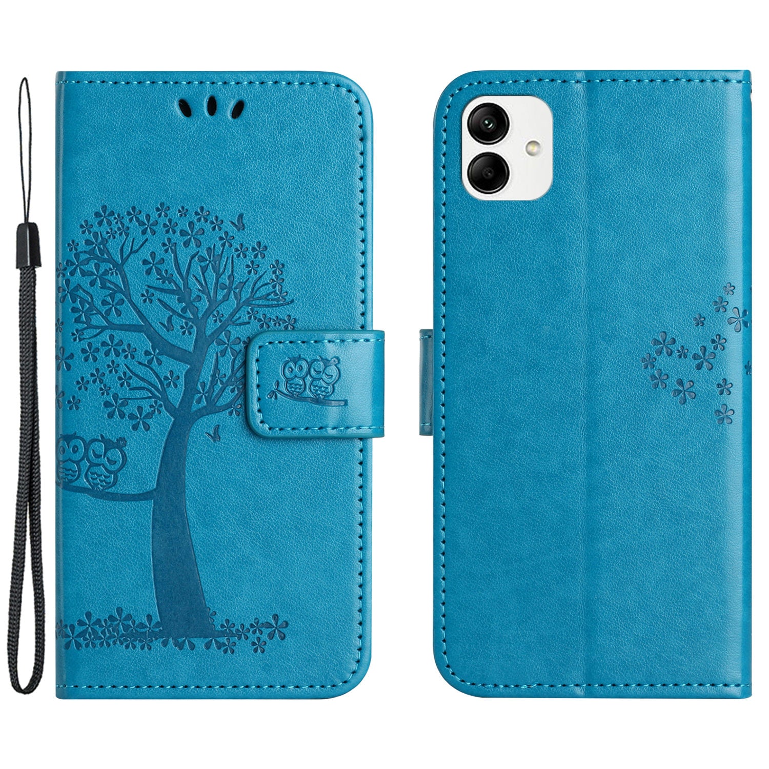 For Motorola Moto G54 5G Cover Owl Tree Imprinted PU Leather Wallet Phone Case