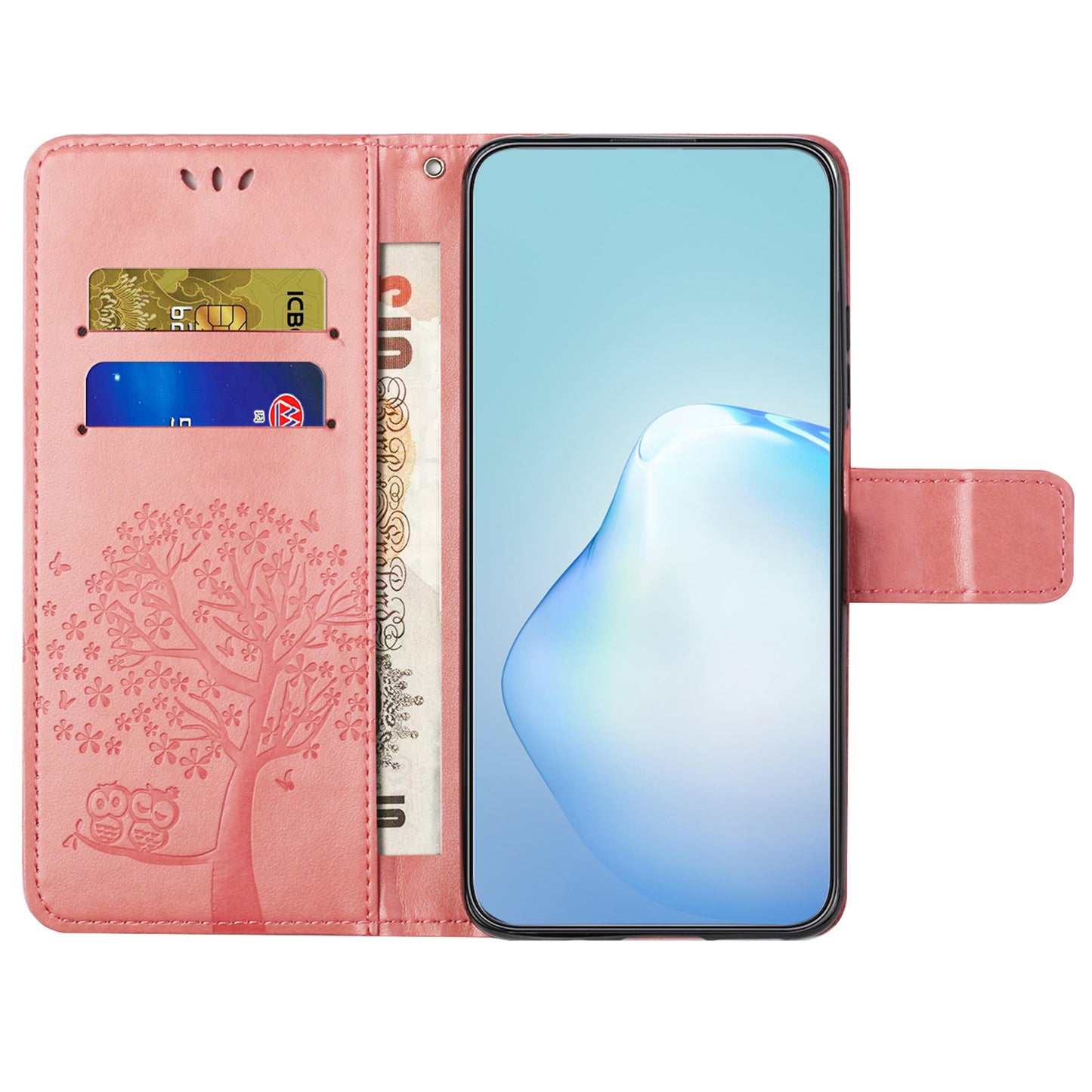 For Motorola Moto G54 5G Cover Owl Tree Imprinted PU Leather Wallet Phone Case
