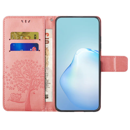For Motorola Moto G54 5G Cover Owl Tree Imprinted PU Leather Wallet Phone Case