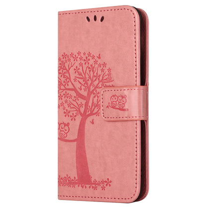 For Motorola Moto G54 5G Cover Owl Tree Imprinted PU Leather Wallet Phone Case