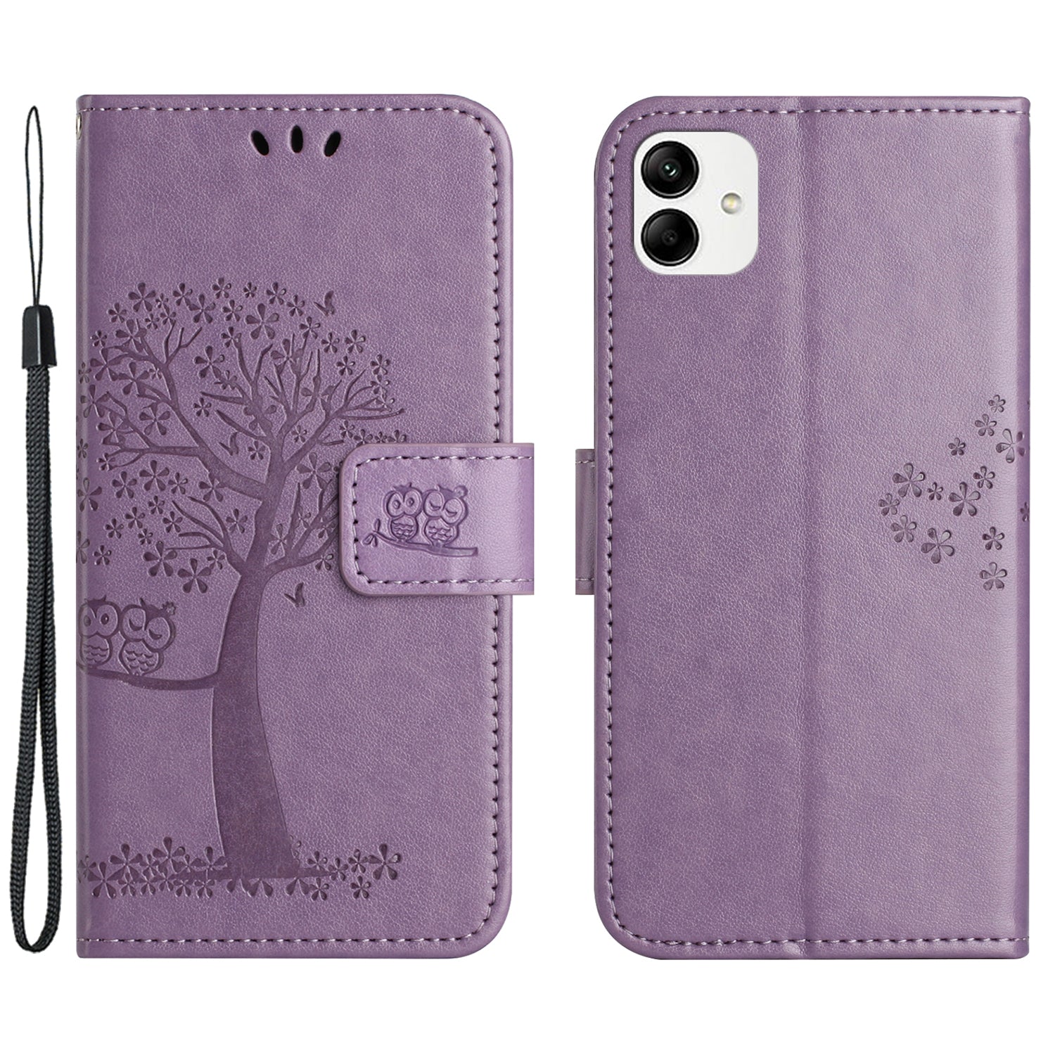 For Motorola Moto G54 5G Cover Owl Tree Imprinted PU Leather Wallet Phone Case
