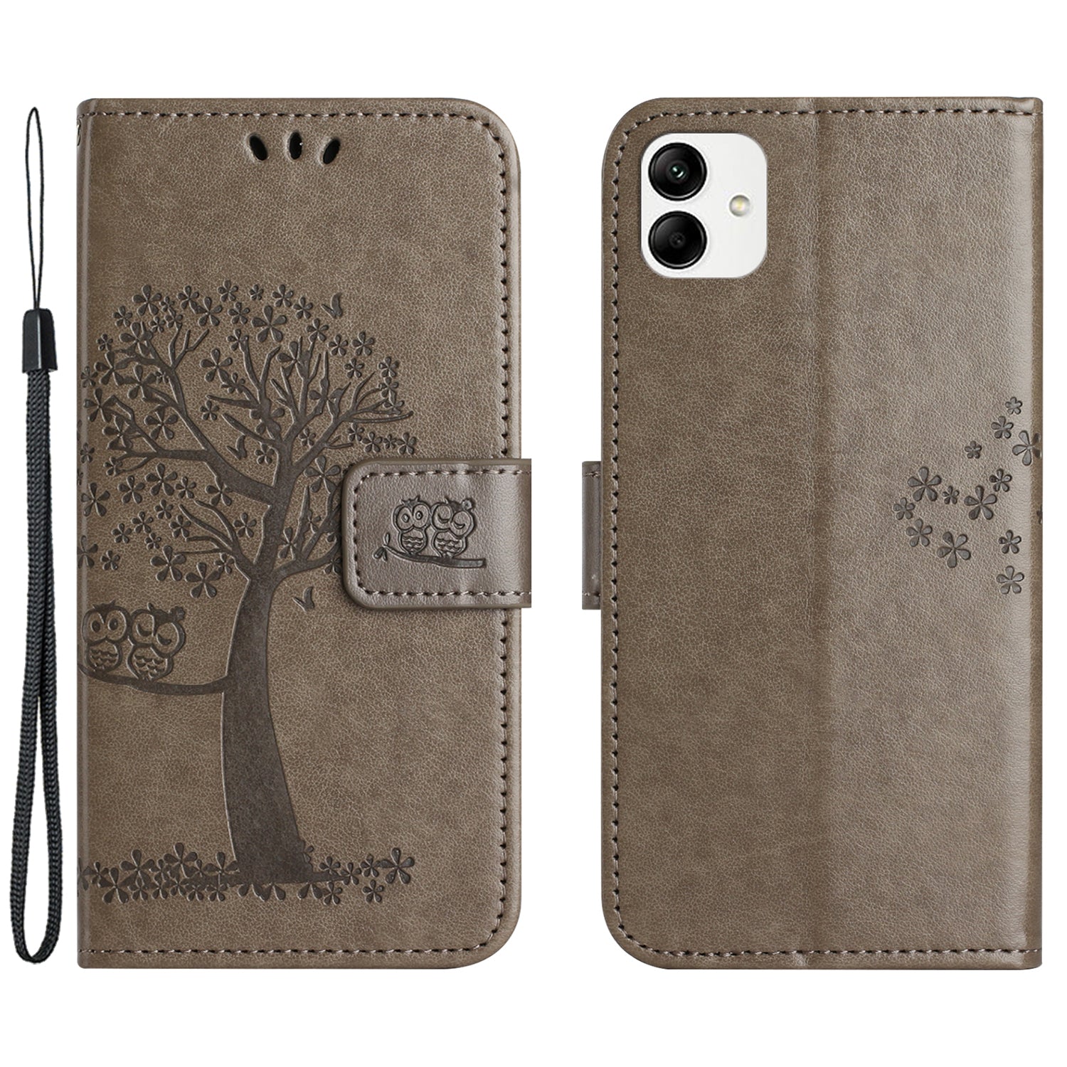 For Motorola Moto G54 5G Cover Owl Tree Imprinted PU Leather Wallet Phone Case