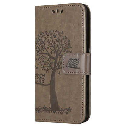 For Motorola Moto G54 5G Cover Owl Tree Imprinted PU Leather Wallet Phone Case