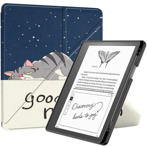 For Amazon Kindle Scribe Pattern Printing Design Leather E-Reader Case Origami Stand Cover E-book Reader Shell with Auto Wake / Sleep