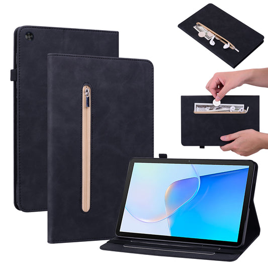 For Huawei MatePad SE 10.4 inch Anti-scratch Zipper Pocket PU Leather Case, Elastic Band Closure Stand Card Holder Tablet Cover