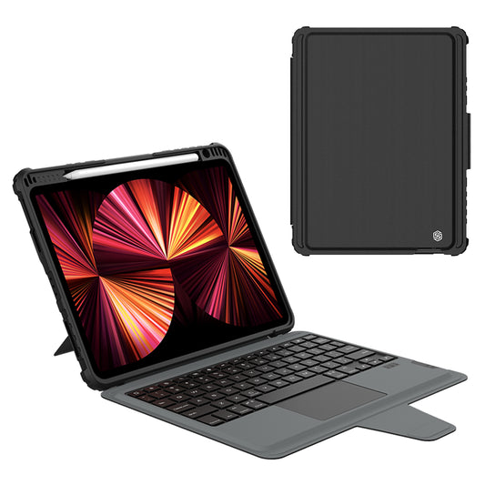 NILLKIN Bumper Combo Keyboard Case for iPad Air (2020) / (2022) / iPad Pro 11 (2020) / (2021) / (2022) Scratch Resistant PU Leather Tablet Protective Case + Bluetooth Keyboard with Touchpad