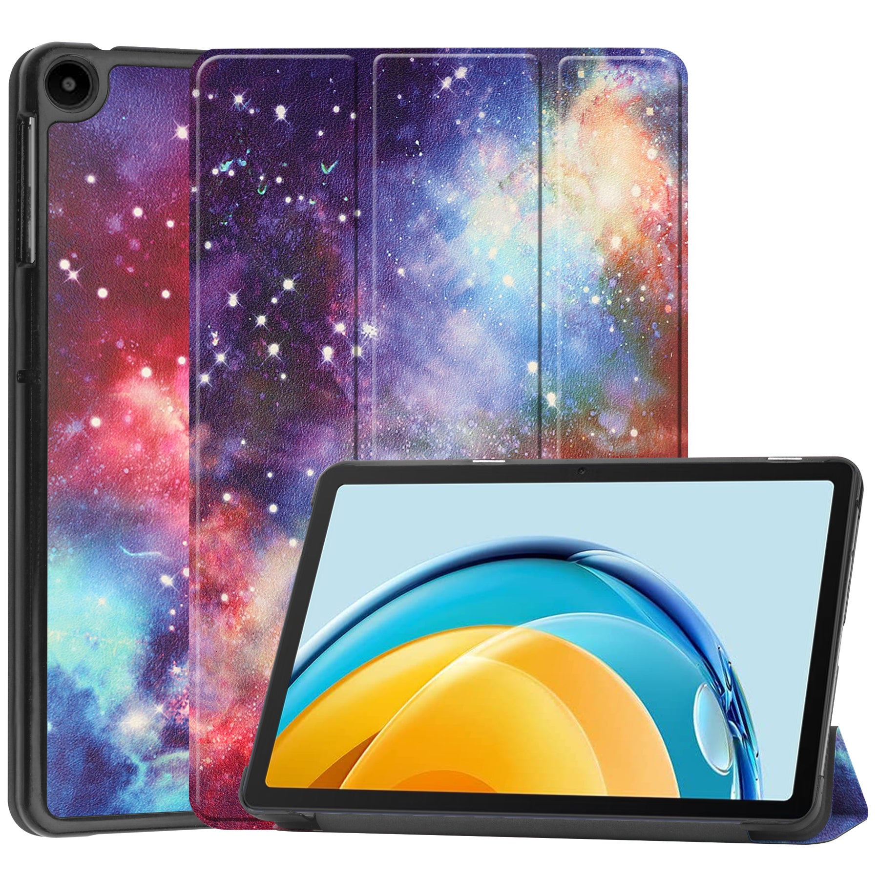 For Huawei MatePad SE 10.4-inch Trifold Stand Auto Sleep / Wake Tablet Cover Pattern Printing PU Leather Folio Anti-scratch Tablet Case