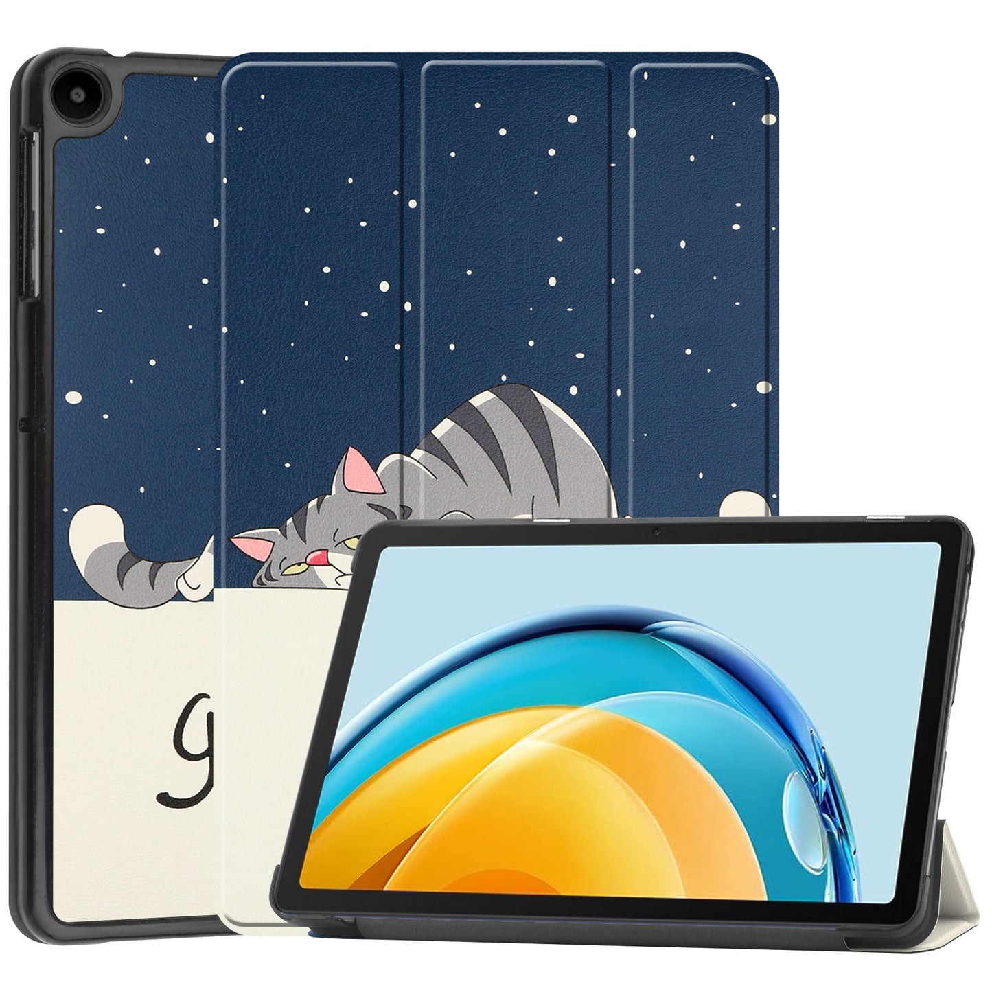 For Huawei MatePad SE 10.4-inch Trifold Stand Auto Sleep / Wake Tablet Cover Pattern Printing PU Leather Folio Anti-scratch Tablet Case