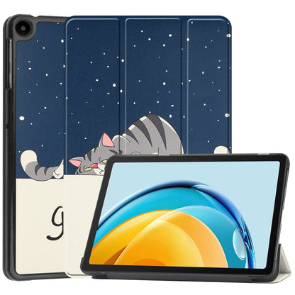 For Huawei MatePad SE 10.4-inch Trifold Stand Auto Sleep / Wake Tablet Cover Pattern Printing PU Leather Folio Anti-scratch Tablet Case