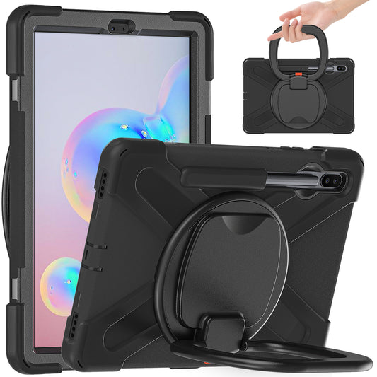 Protective Tablet Case for Samsung Galaxy Tab S6 T860, PC + Silicone Rotary Kickstand Hand Grip Tablet Cover