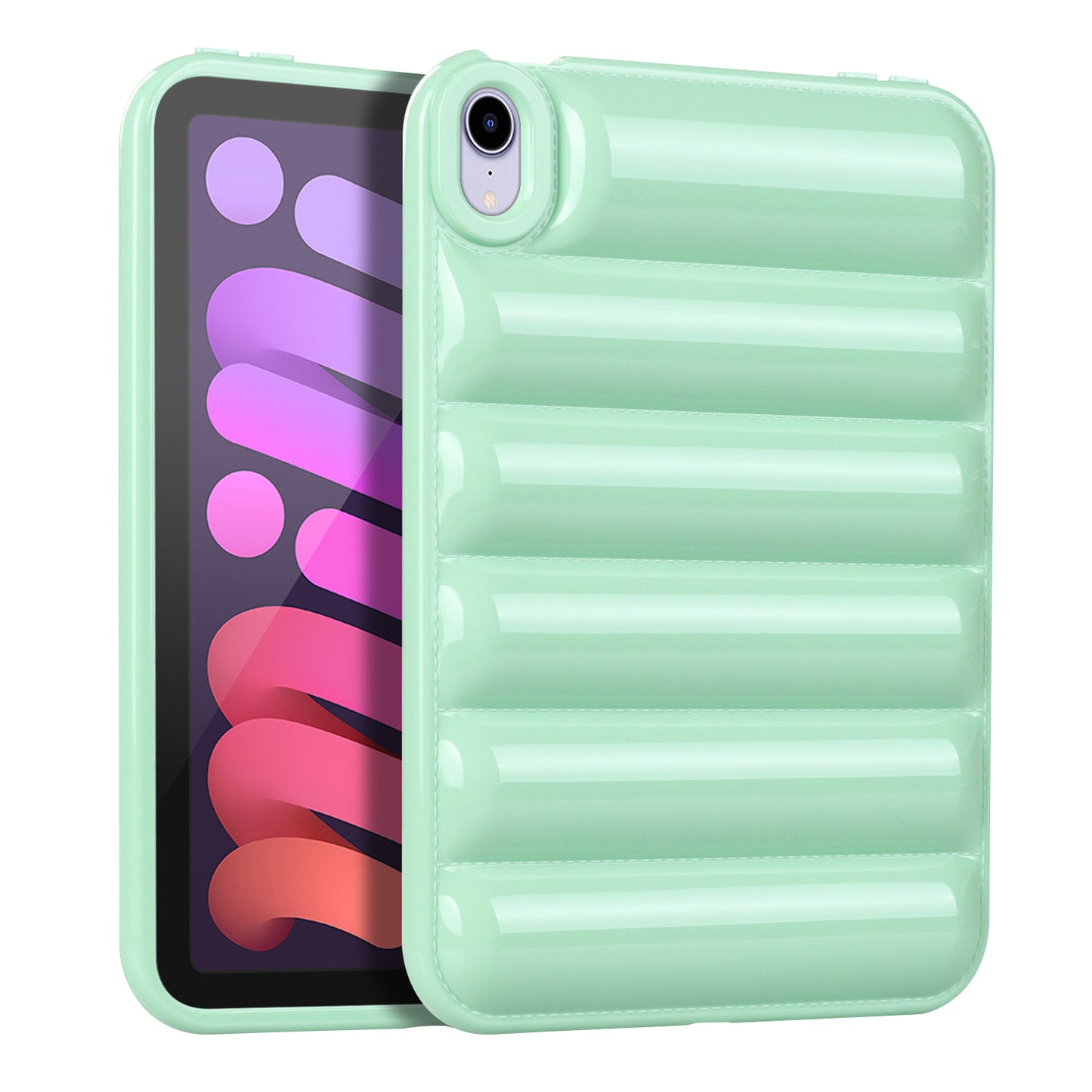 For iPad mini (2021) Candy Color Down Jacket Shockproof Back Case Soft TPU Tablet Cover