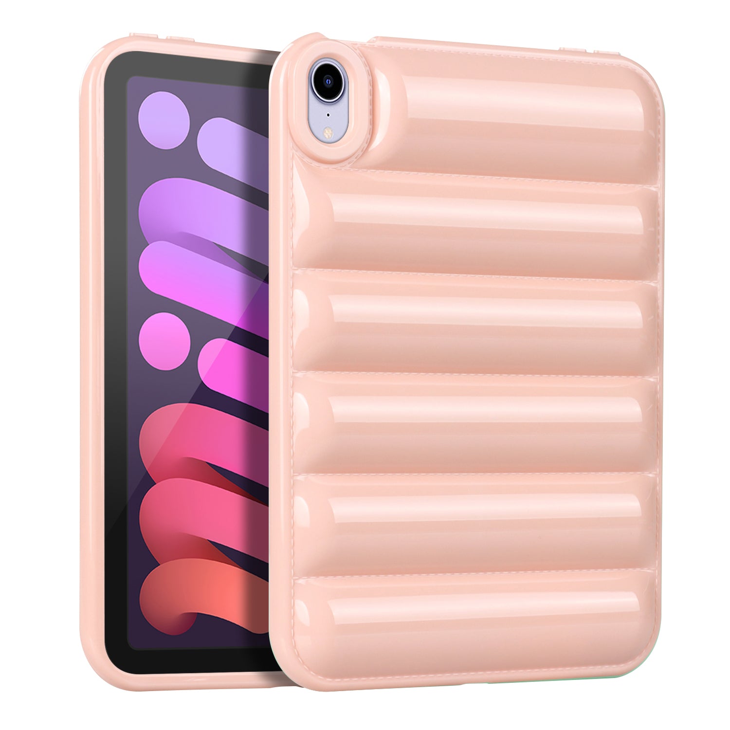 For iPad mini (2021) Candy Color Down Jacket Shockproof Back Case Soft TPU Tablet Cover