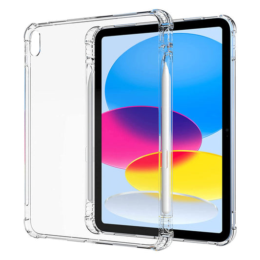 For iPad 10.9 (2022) Shockproof TPU Tablet Case Reinforced Corners Transparent Protection Cover with Pen Slot