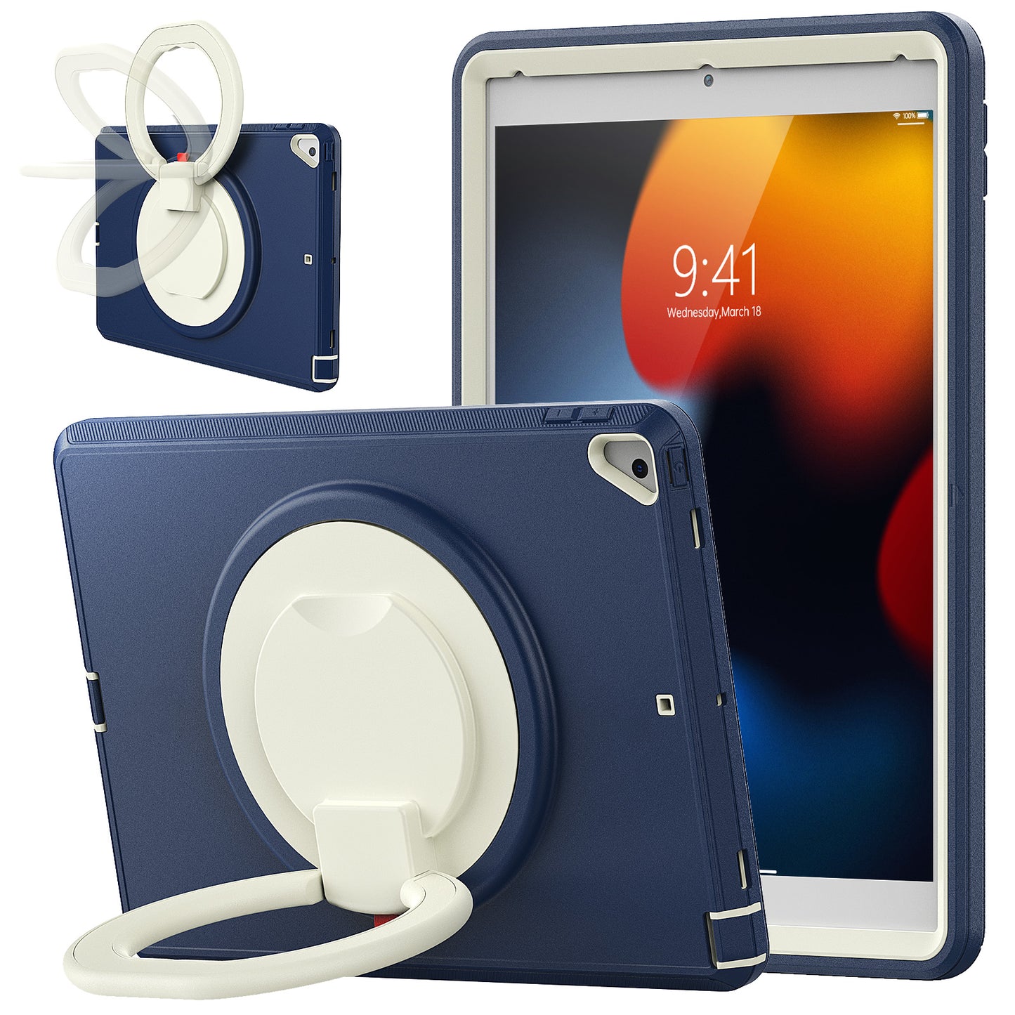 For iPad 10.2 (2021) / (2020) / (2019) Case PC + TPU Handle Grip Kickstand Tablet Protective Cover