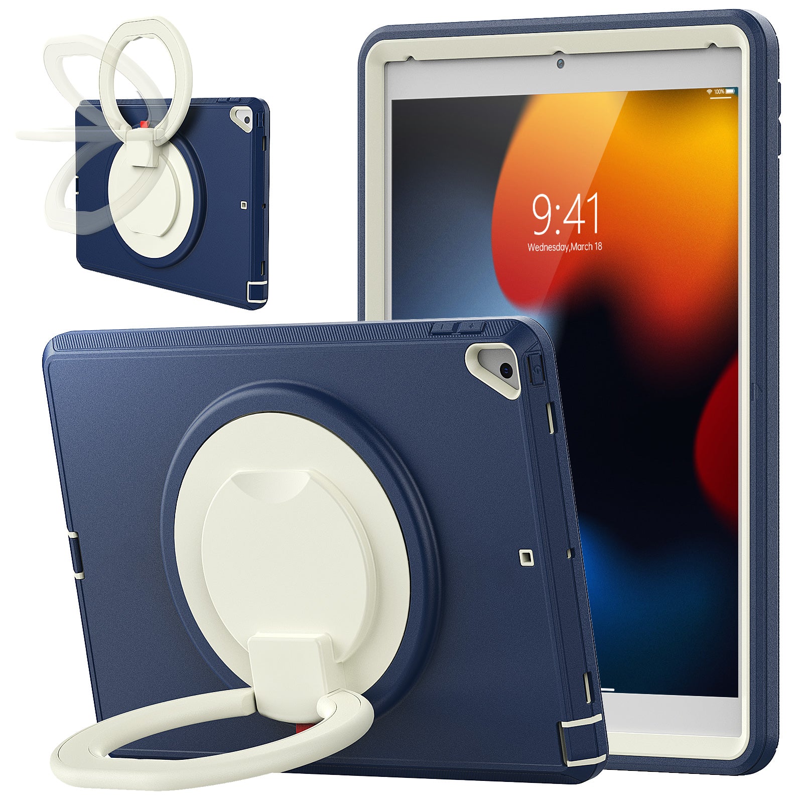 For iPad 10.2 (2021) / (2020) / (2019) Case PC + TPU Handle Grip Kickstand Tablet Protective Cover