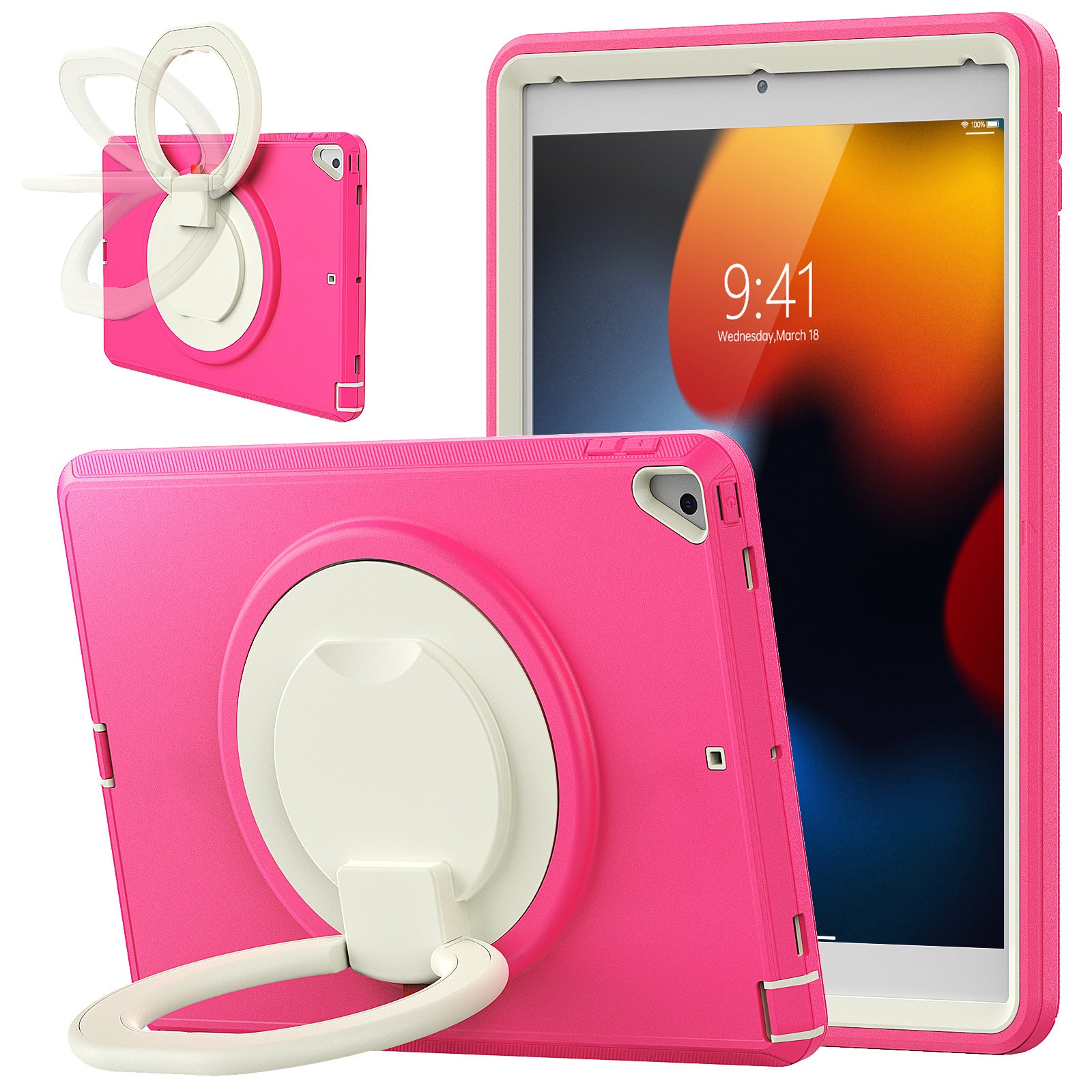 For iPad 10.2 (2021) / (2020) / (2019) Case PC + TPU Handle Grip Kickstand Tablet Protective Cover