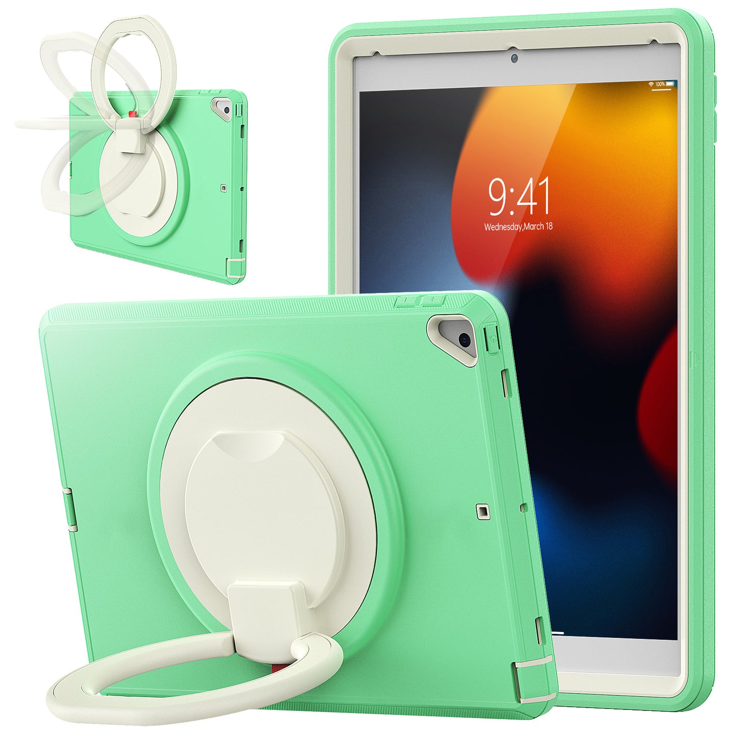 For iPad 10.2 (2021) / (2020) / (2019) Case PC + TPU Handle Grip Kickstand Tablet Protective Cover