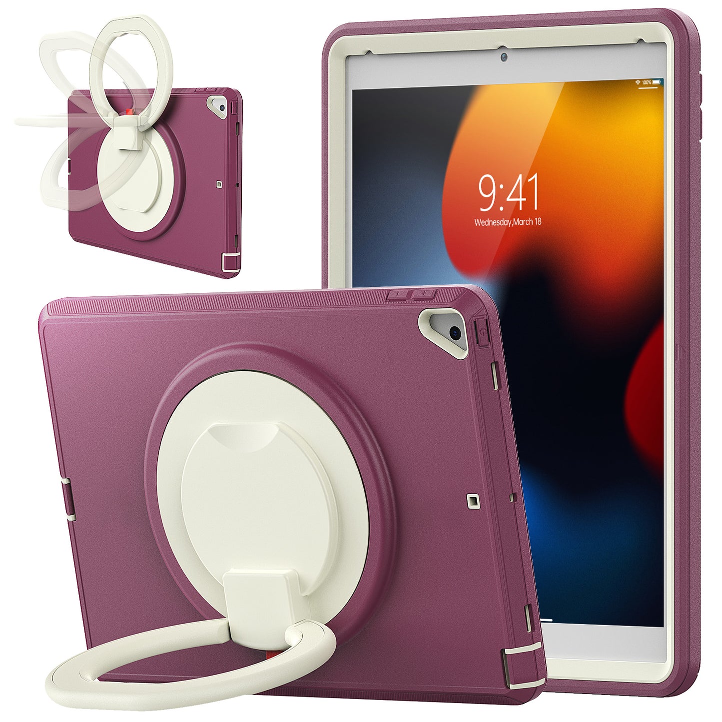 For iPad 10.2 (2021) / (2020) / (2019) Case PC + TPU Handle Grip Kickstand Tablet Protective Cover
