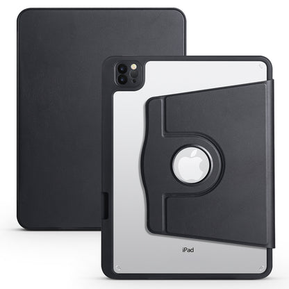 For iPad Pro 11 (2020) / (2021) / (2022) / iPad Air (2020) / (2022) Rotary Kickstand Tablet Case PU Leather + Acrylic Protective Cover