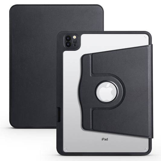 For iPad Pro 11 (2020) / (2021) / (2022) / iPad Air (2020) / (2022) Rotary Kickstand Tablet Case PU Leather + Acrylic Protective Cover