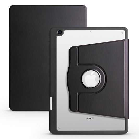For iPad 10.2 (2021) / (2020) / (2019) Smart Tablet Case PU Leather + Acrylic Rotary Kickstand Cover