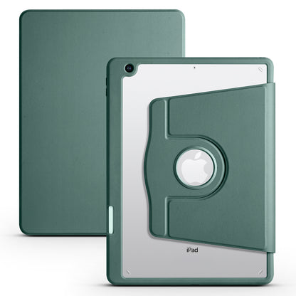 For iPad 10.2 (2021) / (2020) / (2019) Smart Tablet Case PU Leather + Acrylic Rotary Kickstand Cover