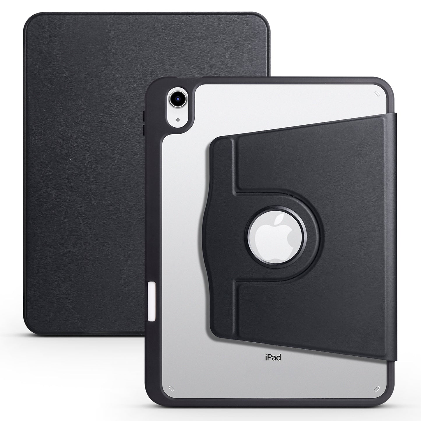 For iPad 10.9 (2022) PU Leather + Acrylic Tablet Case Rotary Kickstand Cover with Pen Holder