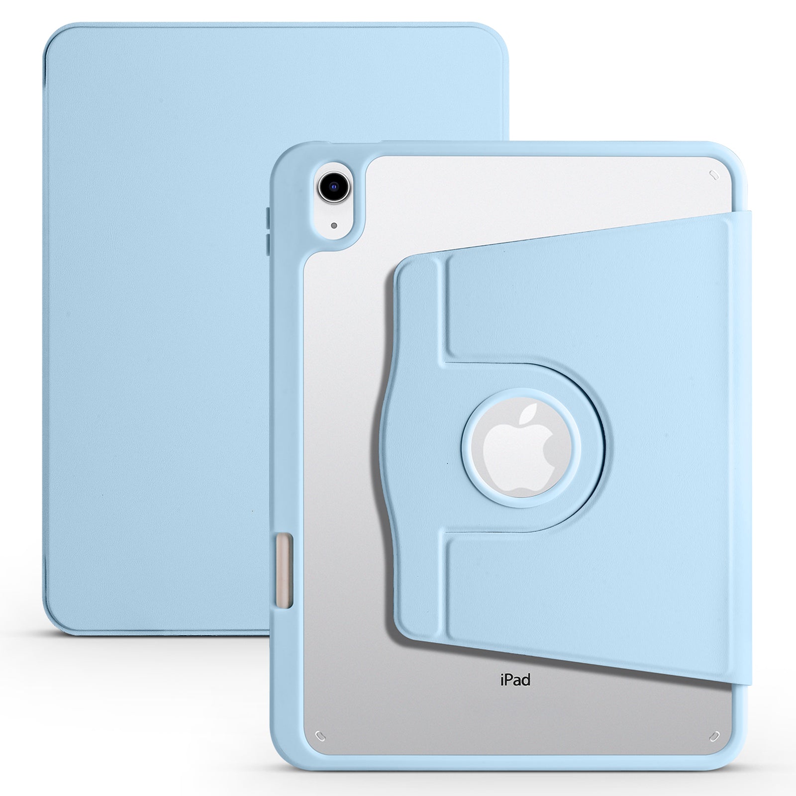 For iPad 10.9 (2022) PU Leather + Acrylic Tablet Case Rotary Kickstand Cover with Pen Holder