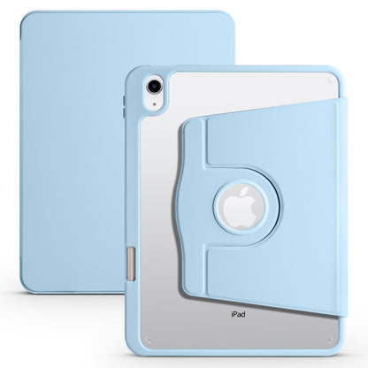 For iPad 10.9 (2022) PU Leather + Acrylic Tablet Case Rotary Kickstand Cover with Pen Holder
